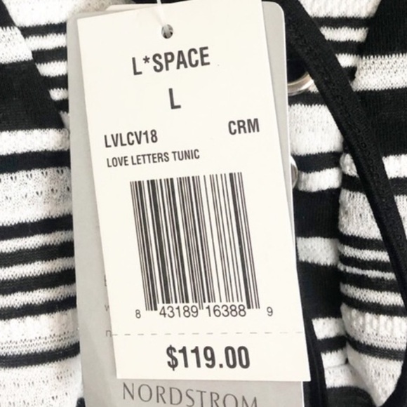 New with tag L*Space Love Letters Long Sleeve Striped Lace Up Tunic Top Dress - Picture 11 of 11